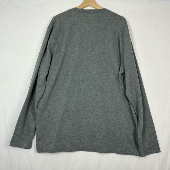 Lands End Shirt Mens Size XL Gray Henley Long Sleeve Waffle Knit 1/4 Button Up - Picture 6 of 8